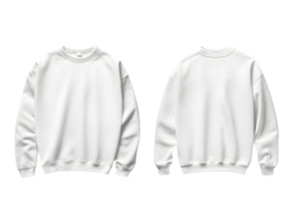 Front and Back Views of a Plain White Crewneck Sweatshirt png