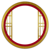 Golden Circular Frame with Chinese New Year Elements png