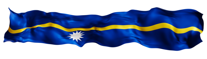 Stylized flag of Nauru waving in the wind on transparent background. Footer, header or divider. Cut out wide, panoramic element. Banner for patriotic themes or national event promotions. 3D. png