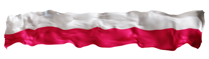 Stylized flag of Poland waving in the wind on transparent background. Footer, header or divider. Cut out wide, panoramic element. Banner for patriotic themes or national event promotions. 3D. png