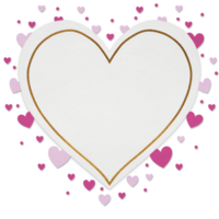 Heart shaped frame with pink and white hearts png