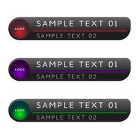 Modern glossy black lower third template design with colorful metallic round effect vector