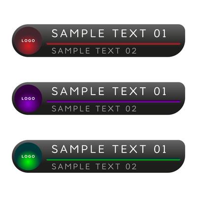 Modern glossy black lower third template design with colorful metallic round effect