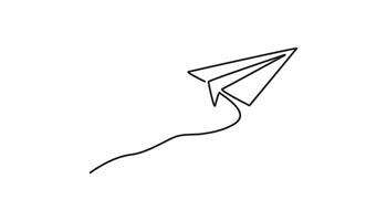paper plane continuous one line drawing vector