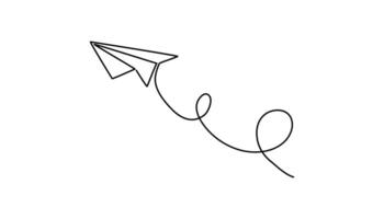 paper plane continuous one line drawing art line vector