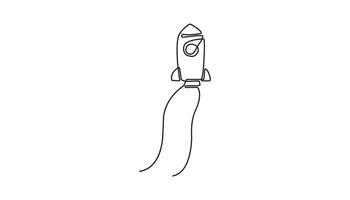 rocket spaceship continuous one line drawing Start Up Icon vector