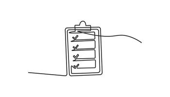 clipboard with checklist continuous one line drawing vector