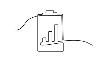 clipboard with graph continuous one line drawing art vector