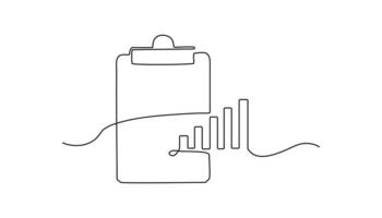 clipboard with graph continuous one line drawing vector