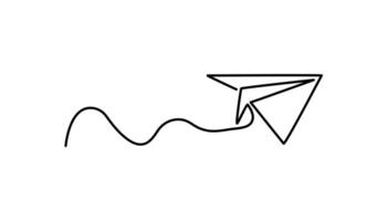 paper plane continuous one line drawing simple linear style vector