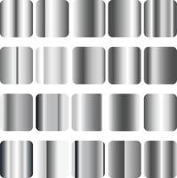 Set of Silver foil texture background. Realistic silver, gradient mesh. Metal luxury big set of simple gradients vector