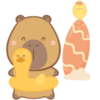 Capybara with duck swim ring png