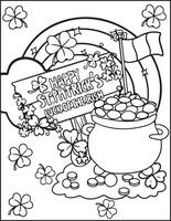 St Patrick's Day pot and four leaf clovers vector