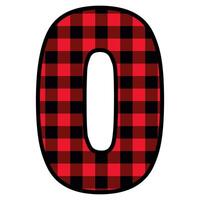 Alphabet number font, red lumberjack plaid pattern for vector