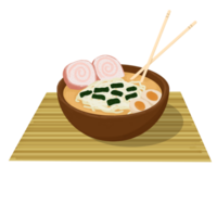 a bowl of ramen with chopsticks on the table png