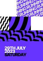 layout template design for run, championship or sports event. Poster design with abstract running track on stadium with lane. Design for poster, cover, brochure, banner or any layout. vector