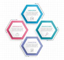 Infographic template with four hexagons with line icons, process chart, creative business infographics vector