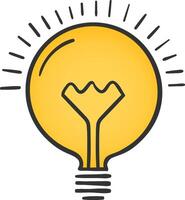 Hand drawn yellow lightbulb on white background, solution or idea concept vector