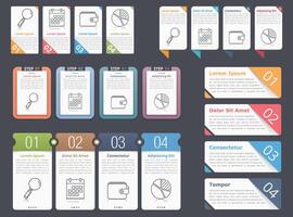 Set of different infographic elements with numbers, line icons and place for your text, can be used as workflow, process, steps or options vector