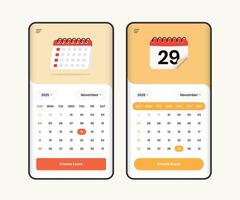 Modern calendar app design concept with simple minimalist illustration design vector