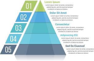 Pyramid infographic template with five segments vector