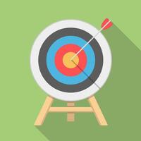 Target with arrow, flat style, long shadow vector