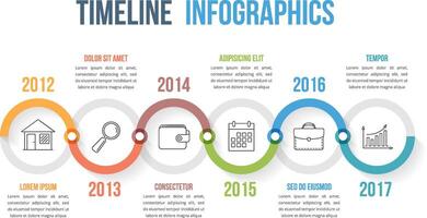 Timeline infographics template with colorful circles vector