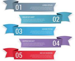 5 Ribbon banners with numbers and place for text vector
