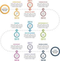 Colorful curved timeline infographics template with 9 steps, workflow, process, history diagram vector