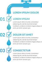 Infographic template with three steps with water drops and check marks, water infographics vector