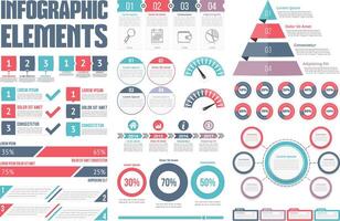 Infographic Elements - process infographics, steps and options, circle diagram, workflow diagrams, timeline infographics, pyramid chart, percents visualization vector