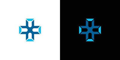 Stylized Geometric Cross Symbol in Dual Backgrounds of Black and White vector