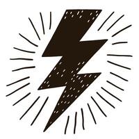 lightning bolt silhouette in black on a white background art. vector