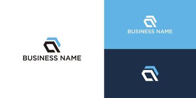 Abstract logo design template with blue and black color variations on white and blue backgrounds. vector
