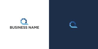 Abstract logo design concept with letter Q and circular elements in blue and white. vector