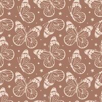 A seamless pattern featuring the Monarch butterfly, Danaus plexippus. Ideal for textile design, wallpapers, and nature-themed projects. Mocha Mousse vector