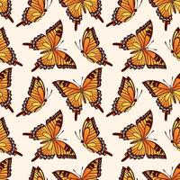 seamless pattern features the gracefully designed swallowtail butterfly, showcasing its striking colors and intricate details. Ideal for textiles, wallpapers, and other decorative uses vector