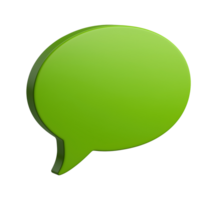 Vibrant green circular speech bubble transparent image. Sustainable blank talk balloon isolated cutout 3d render. Eco-friendly communication chat cut out clipart design element png
