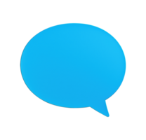 Simple blue circular speech bubble transparent image. Blank talk balloon isolated cutout 3d render. Conversation shape messaging. Communication chat cut out clipart design element png