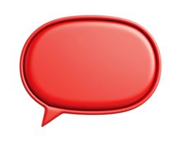 Red oval speech bubble with thin frame transparent image. Blank talk balloon isolated cutout 3d render. Communication symbol. Rounded chat conversation cut out clipart design element png