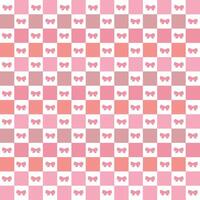 Cute pink plaid pattern with bows. Valentine's Day design seamless fabric pattern vector