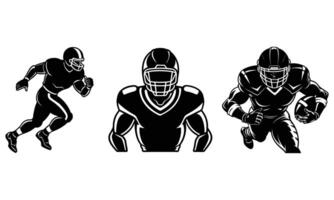 Set of American Football Player Silhouettes Running, Ready, Gridiron Action vector