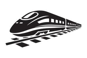 High-Speed Train Silhouette on Railway Tracks vector