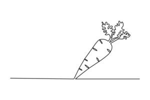 Carrot continuous single line drawing of isolated outline art illustration vector