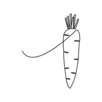 Carrot vegetable continuous single line drawing of isolated outline art design vector