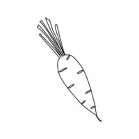 Simple carrot vegetable continuous single line drawing of carrot plant isolated outline art illustration vector