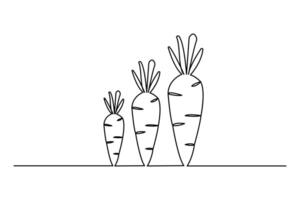 Carrot continuous single line art drawing of concept doodle style outline illustration vector