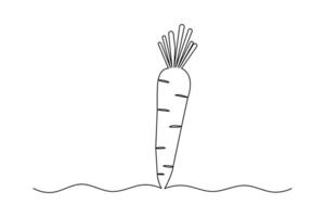 Carrot continuous one line drawing of minimalist outline art design vector