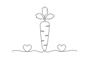 illustration continuous carrot one line drawing vector