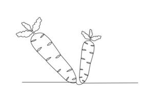 Carrot continuous one line line art drawing of concept doodle style outline icon vector